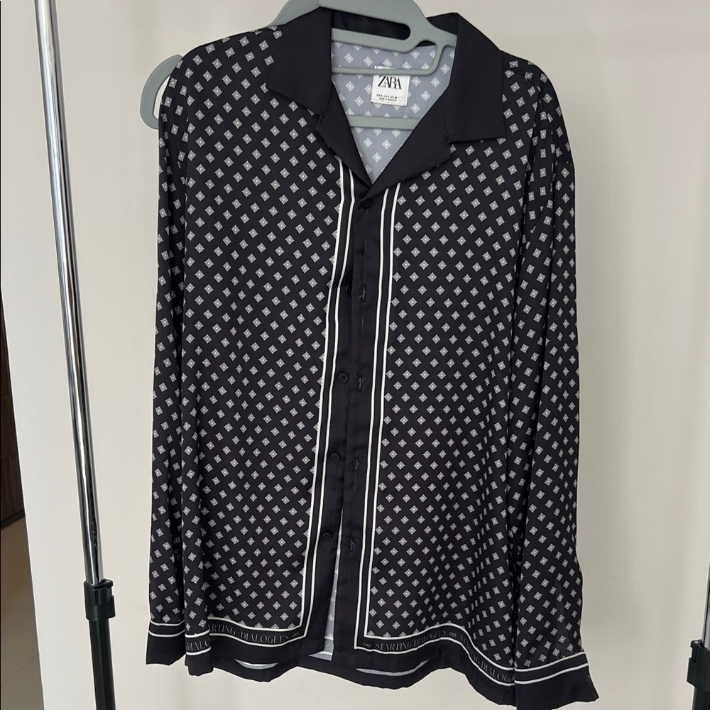 Zara Monochrome Diamond Print Shirt